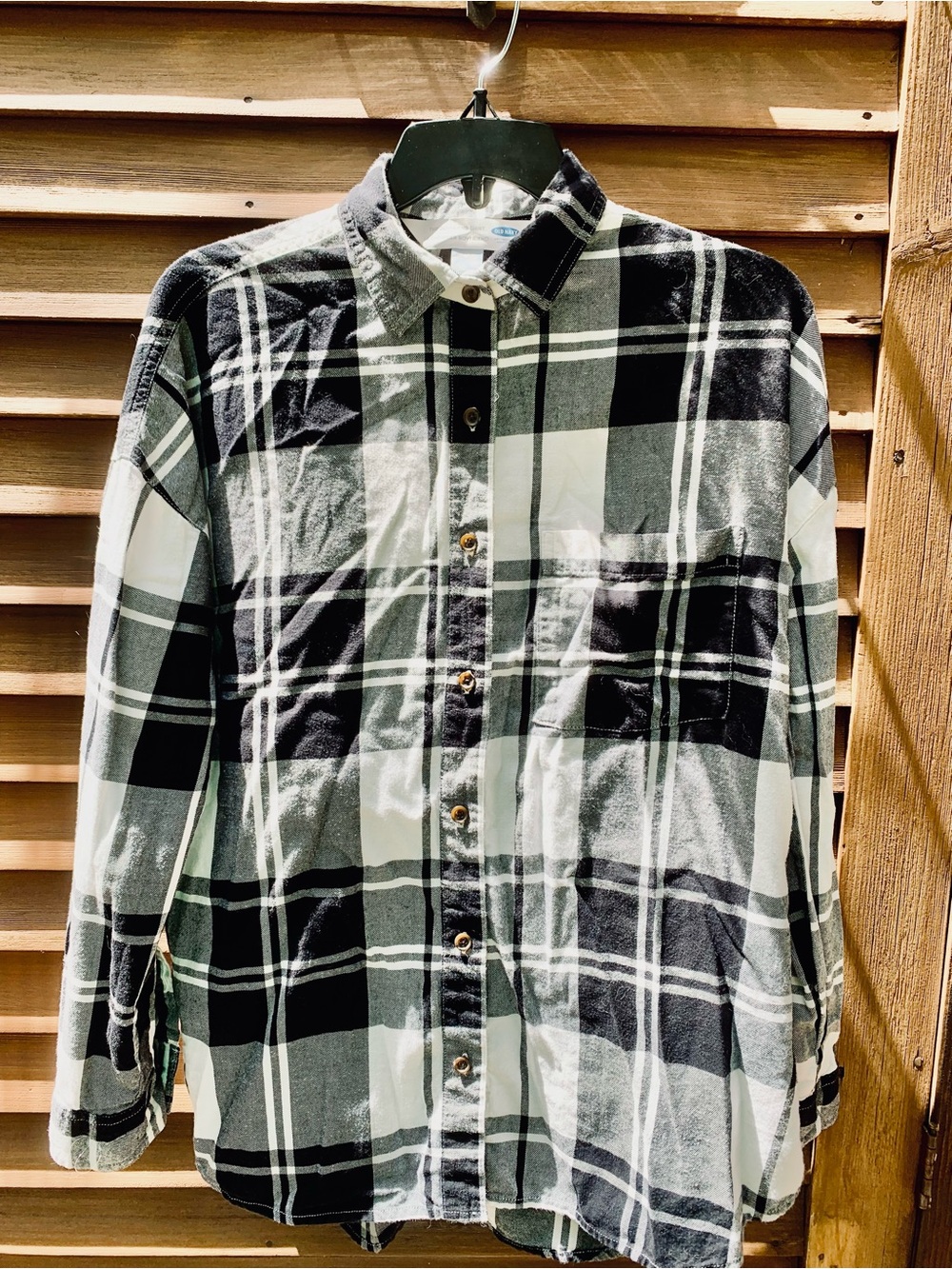 Black & White Plaid Button-Down Shirt